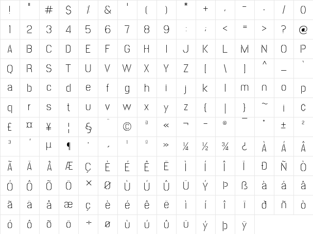 Post No Bills Colombo Light  glyph index