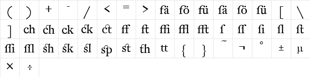 DTL Fleischmann Regular  glyph index
