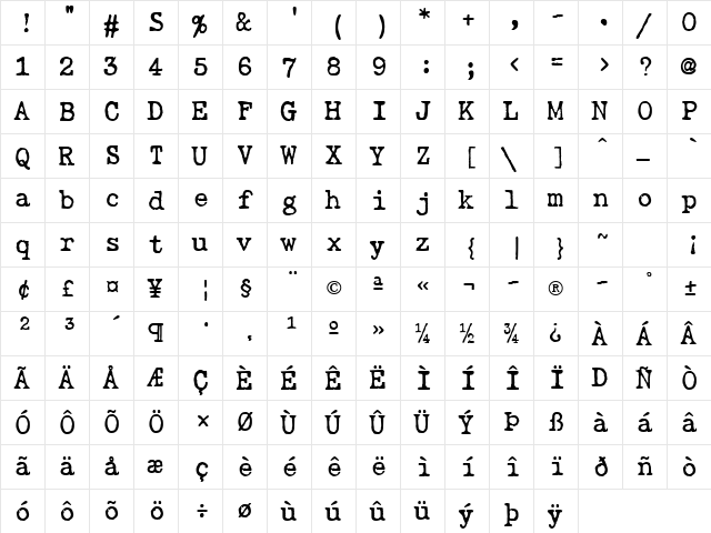 Gabriele Bad AH Regular  glyph index