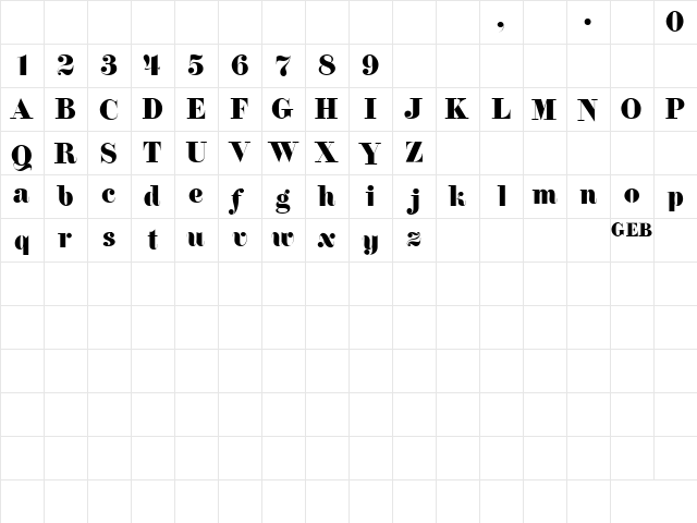 TQF_Florentine Regular  glyph index