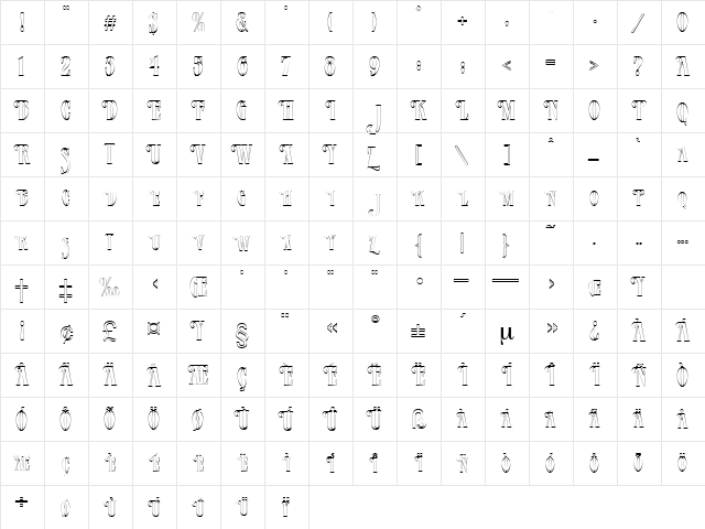 JanuaryOpen Regular  glyph index