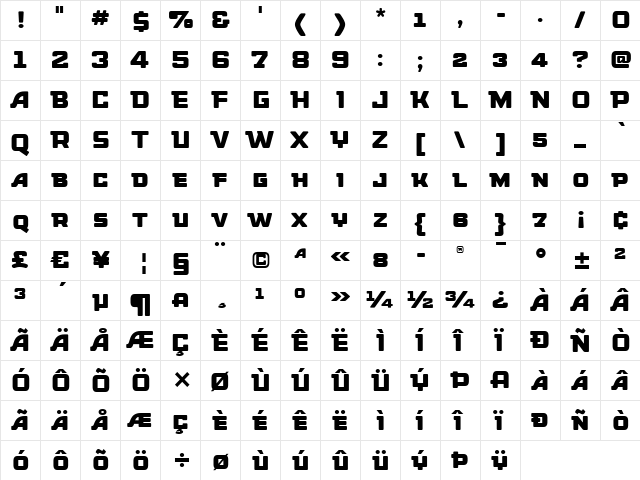 DeliDeluxeITC Medium  glyph index