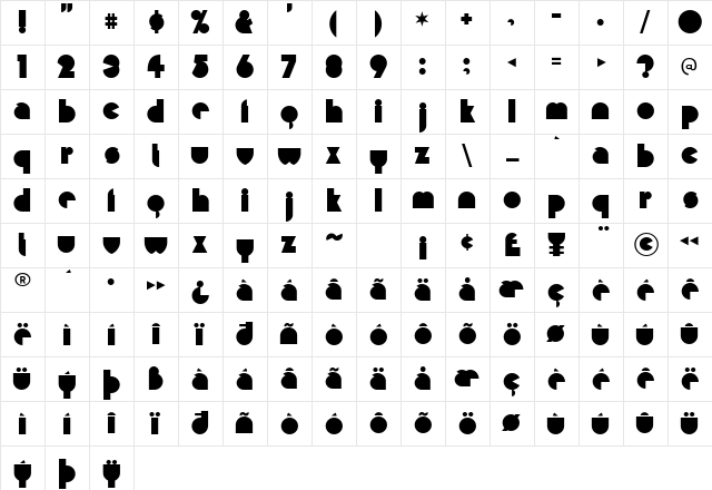 Misirlou Regular  glyph index