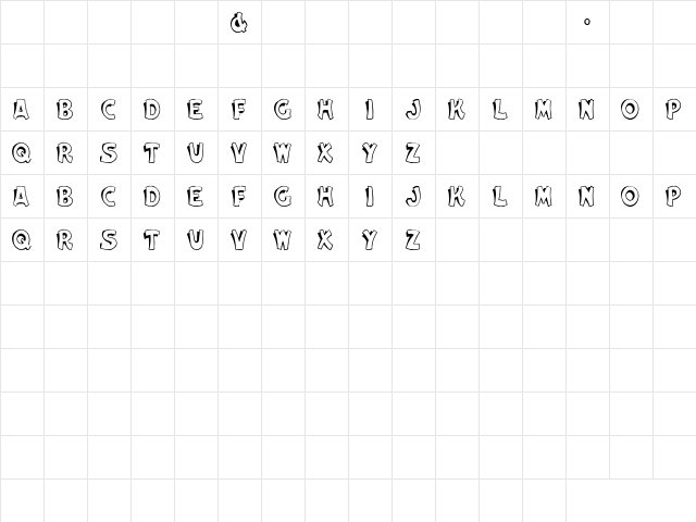 Cartoon Slant 4 Regular  glyph index