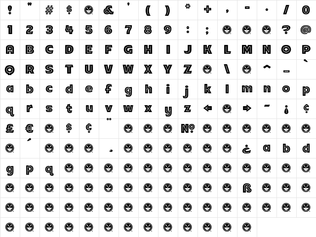ARB-218 Neon Blunt MAR-50 Regular  glyph index
