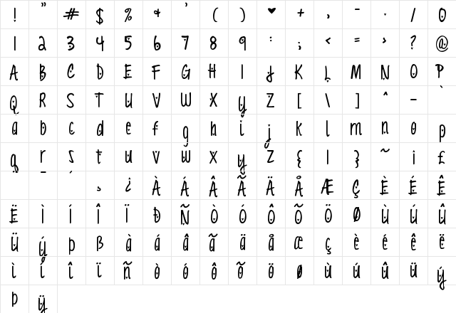 KG Love You Through It 2 Regular  glyph index