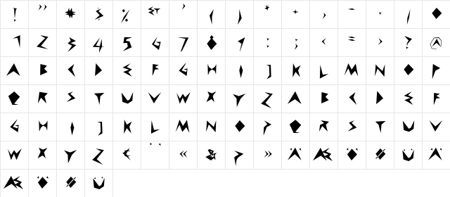 CuneyChars Regular  glyph index