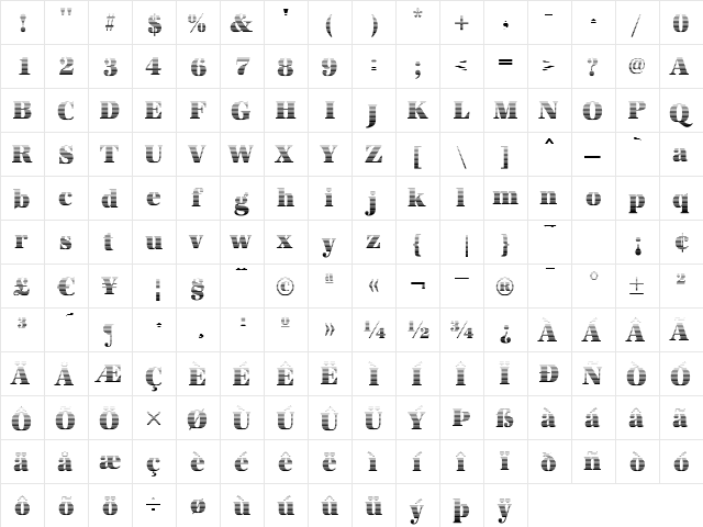 IrisBeckerGradientC-Heavy Normal  glyph index