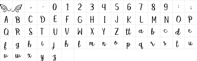 betterfly Regular  glyph index