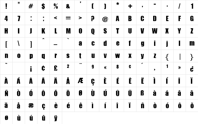 Ignatius Regular  glyph index