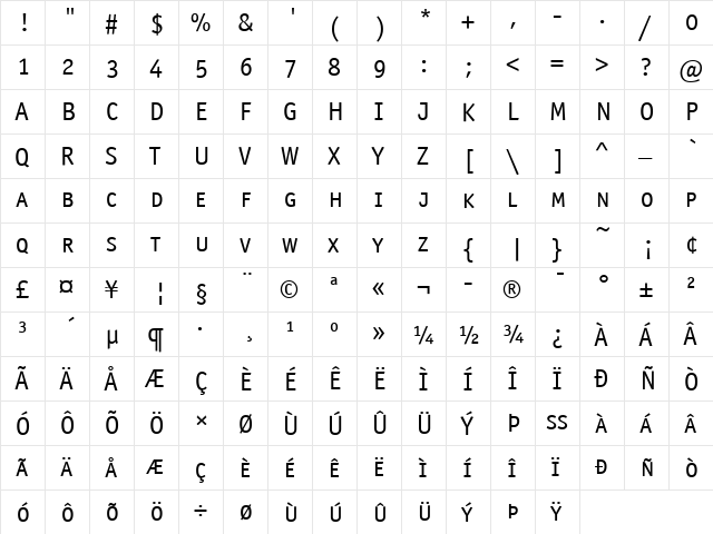OfficinaSanITC Book  glyph index