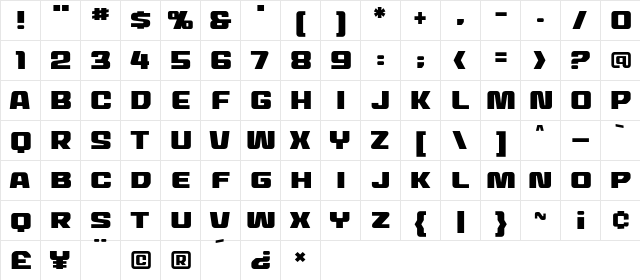MechEffects Two BB Regular  glyph index