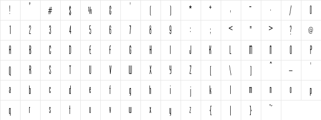 Garnette Regular  glyph index