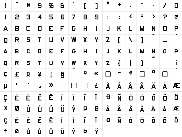 Norfolk Regular  glyph index