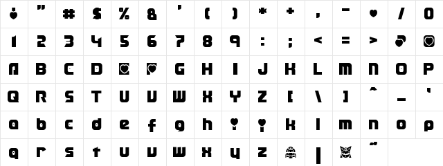 Heart Connection Regular  glyph index