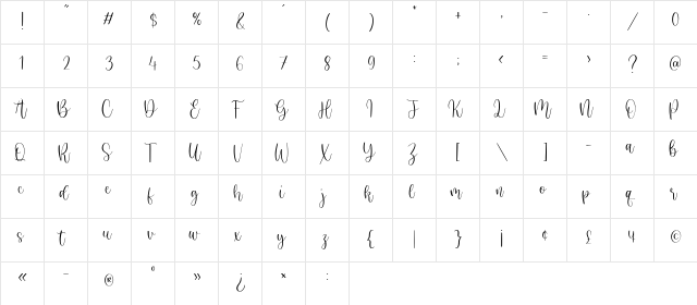 Juliette Garden Regular  glyph index