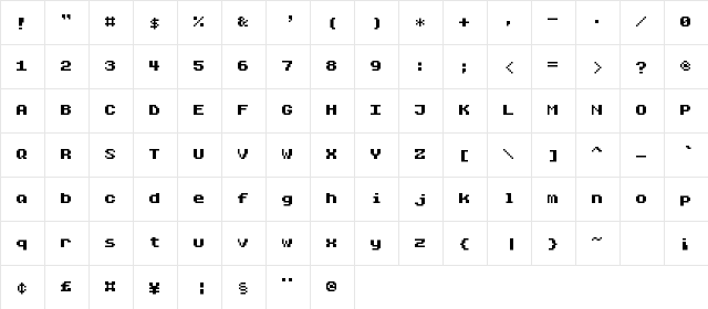 Caja Medium  glyph index