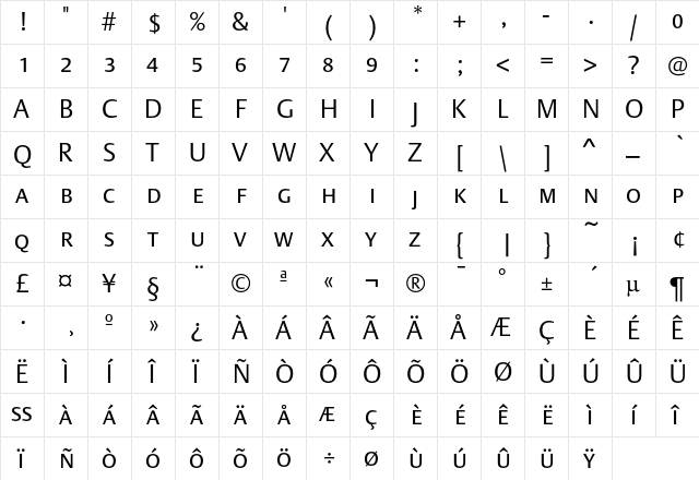 DTLArgoTCaps Light  glyph index