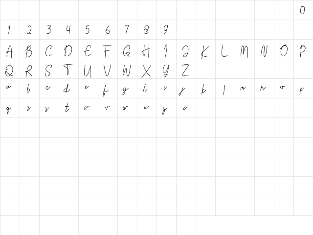 Galendra Regular  glyph index