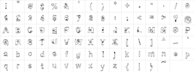 PC Paper Chop Regular  glyph index