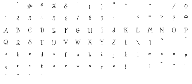 LD Hallmark Regular  glyph index