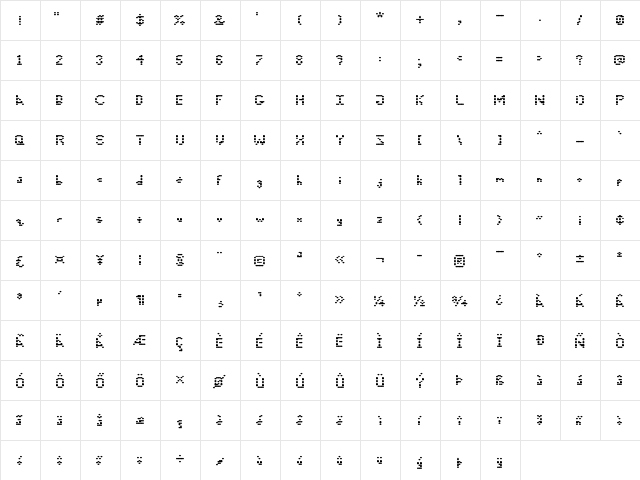 5 Cent Game Regular  glyph index