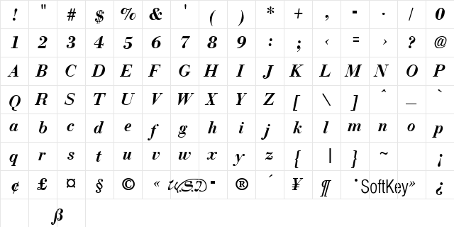 Nec  Bold Italic Bold Italic  glyph index