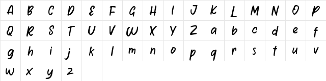 Rutthers Goals Regular  glyph index