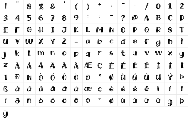 Snow Fairy Regular  glyph index