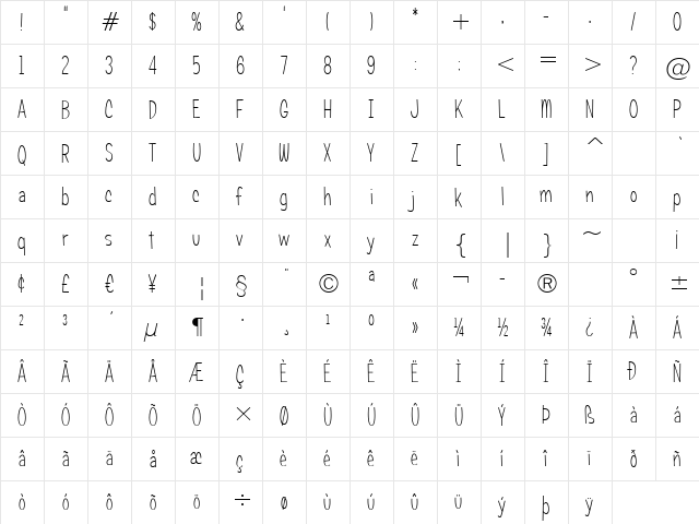 Candy Square BTN Cond Lt Regular  glyph index