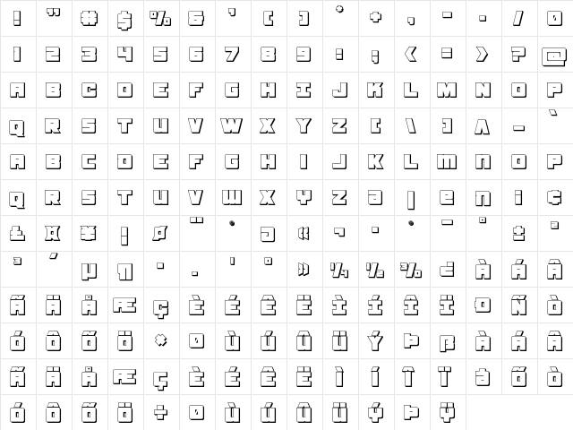 Samurai Terrapin 3D Regular  glyph index