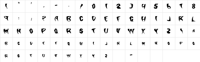 Klinglish Regular  glyph index