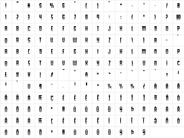 Young Patriot Halftone Regular  glyph index