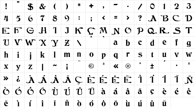 JMH Cthulhumbus UGalt1 Regular  glyph index