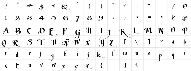 LHFMirageBOLD Medium  glyph index