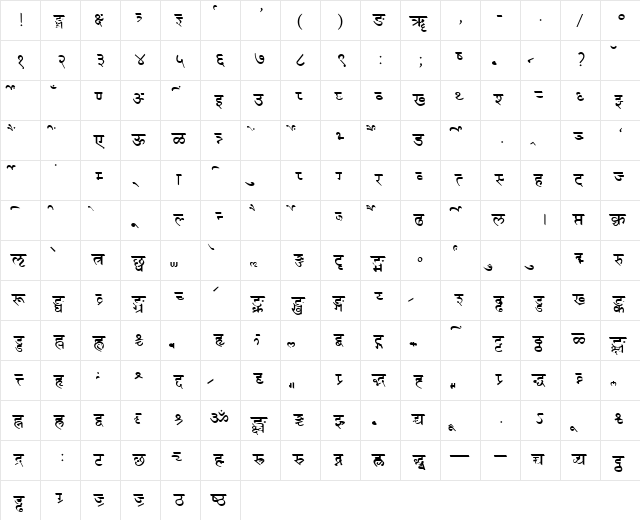 AkrutiDevPataliputra Normal  glyph index