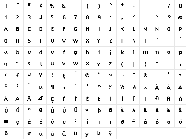 HypeStyle Black  glyph index