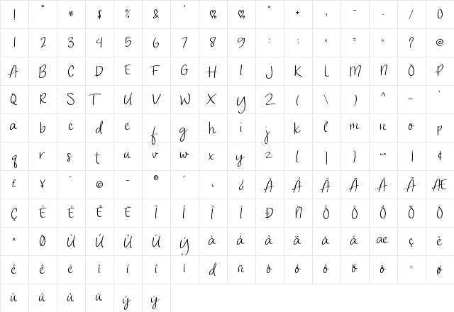 Give Love Regular  glyph index