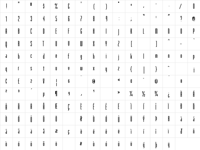 ModulaRoundSans Regular  glyph index