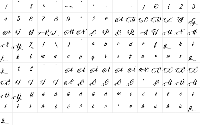 King Lionel - Personal Use Regular  glyph index