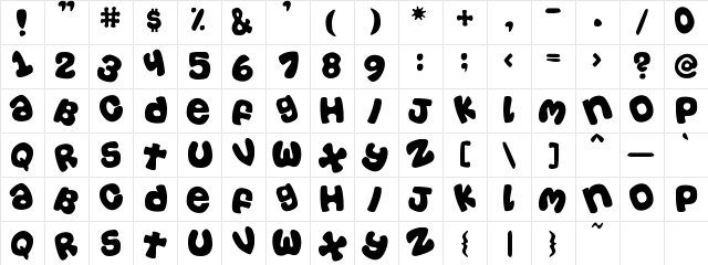 Casual Tossed Regular  glyph index