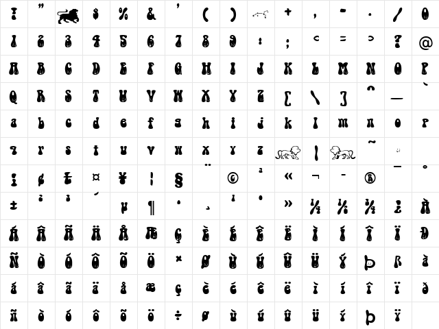 Leo Becker Normal  glyph index