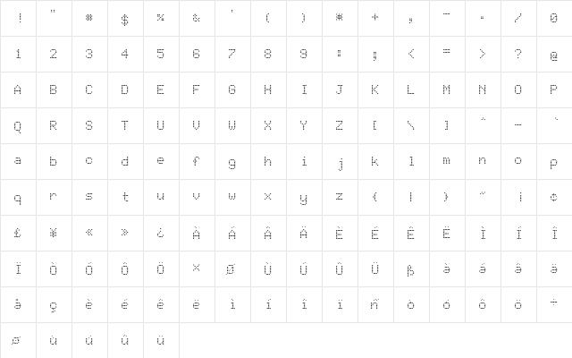 JD LCD Rounded Regular  glyph index