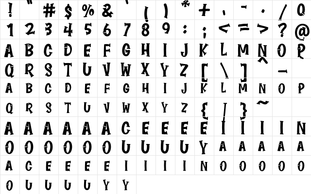 REGULATOR BLACK Regular  glyph index