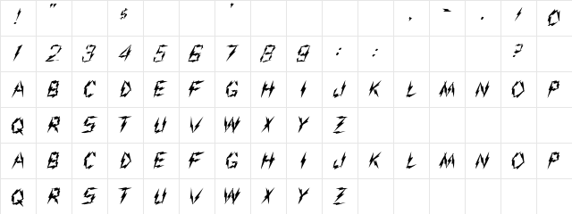 Aarco Regular  glyph index