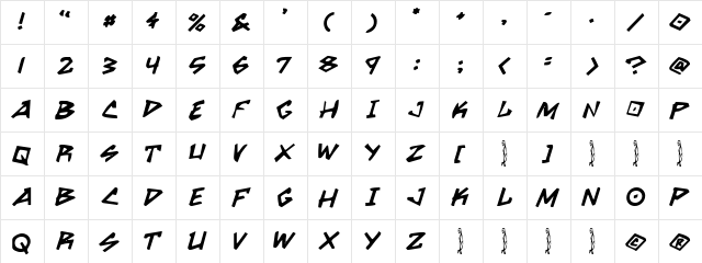 Grrrrrr Regular  glyph index