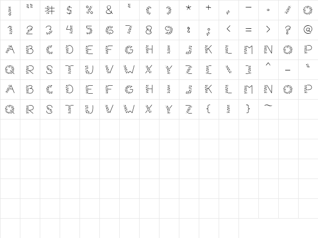 LD Gala Regular  glyph index
