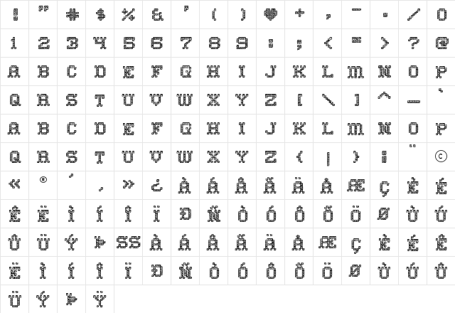 Home Sweet Home Outline  glyph index