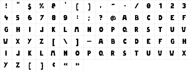 Fat Max Regular  glyph index