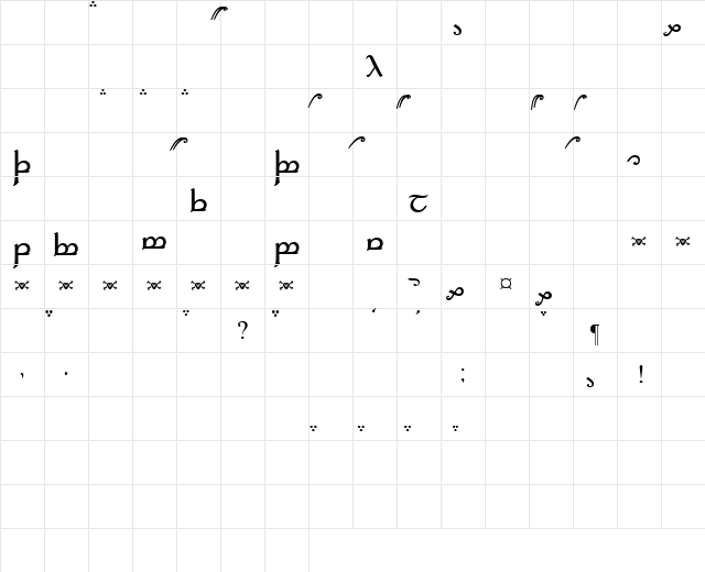 Tengwar Elfica A Regular  glyph index